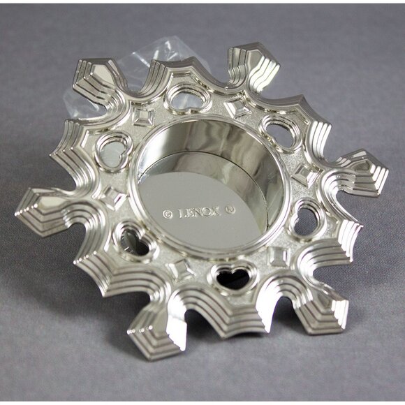 Lenox Silverplated Snowflake Votive Candle Holder Set of 2 American By Design - Picture 4 of 10